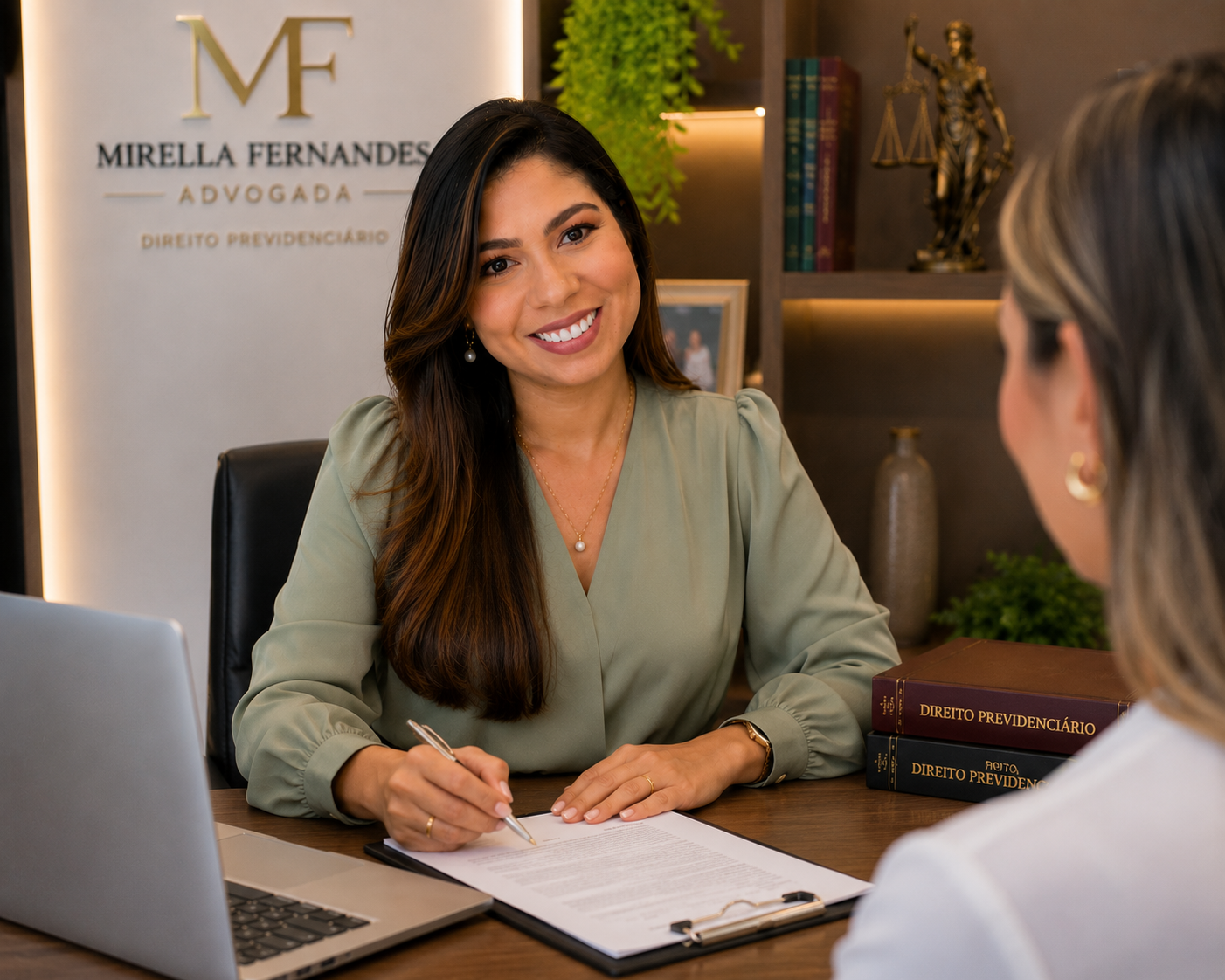 Dra. Mirella Fernandes atendendo cliente